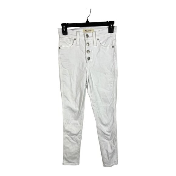 Madewell 10”‎ high rise skinny crop button up white jeans - Picture 1 of 9